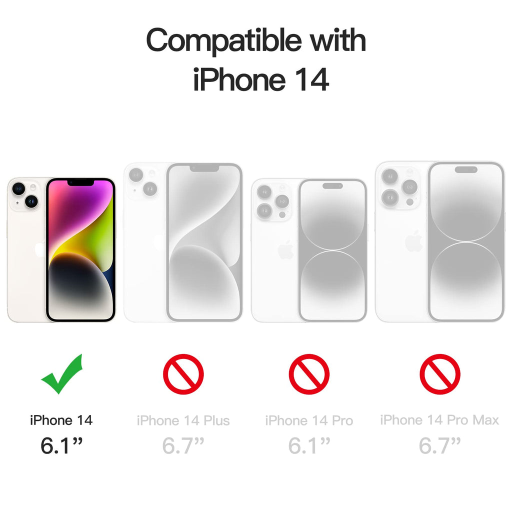 JETech Magnetisk Skal för iPhone 14 6,1 Tum Kompatibel med MagSafe Trådlös Laddning, Stötskyddad Telefon Bumper Case, Repfri Klar Tillbaka (Klar)