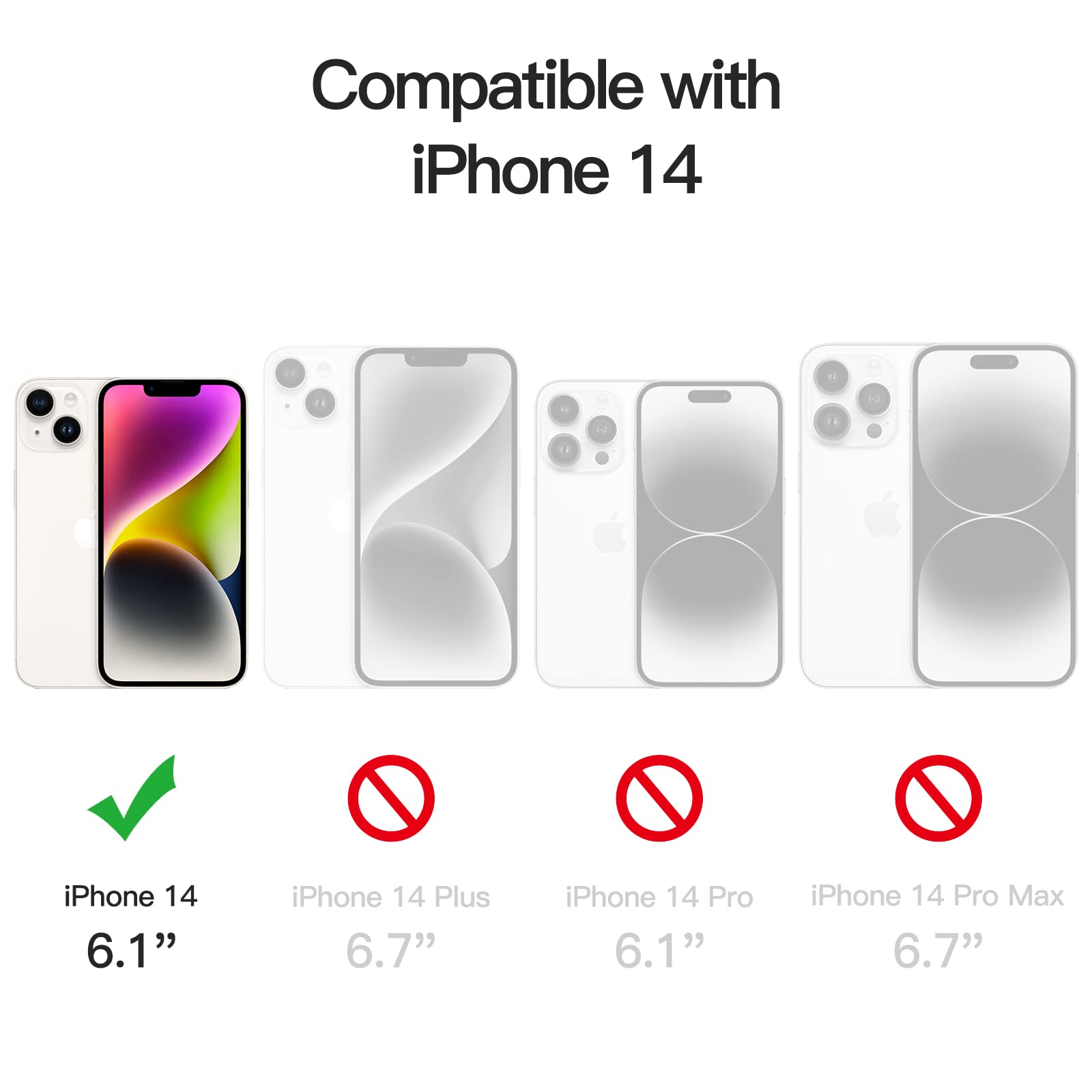 JETech Magnetisk Skal för iPhone 14 6,1 Tum Kompatibel med MagSafe Trådlös Laddning, Stötskyddad Telefon Bumper Case, Repfri Klar Tillbaka (Klar)