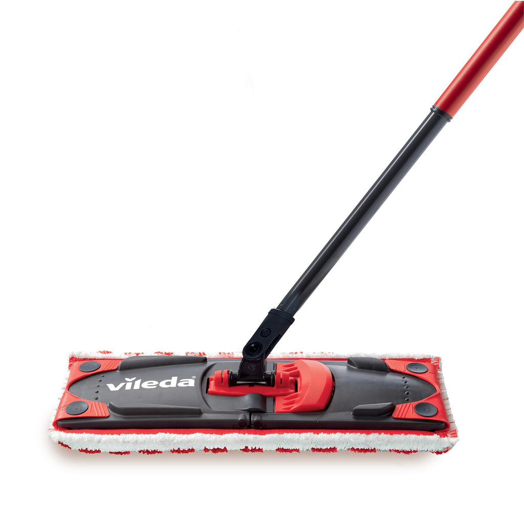 Vileda Ultramax komplett moppset – mopp med hink och urvridare, flatmopp med moppdyna i mikrofiber som tar bort över 99% av bakterierna med endast vatten, effektiv rengöring för alla hårda golv