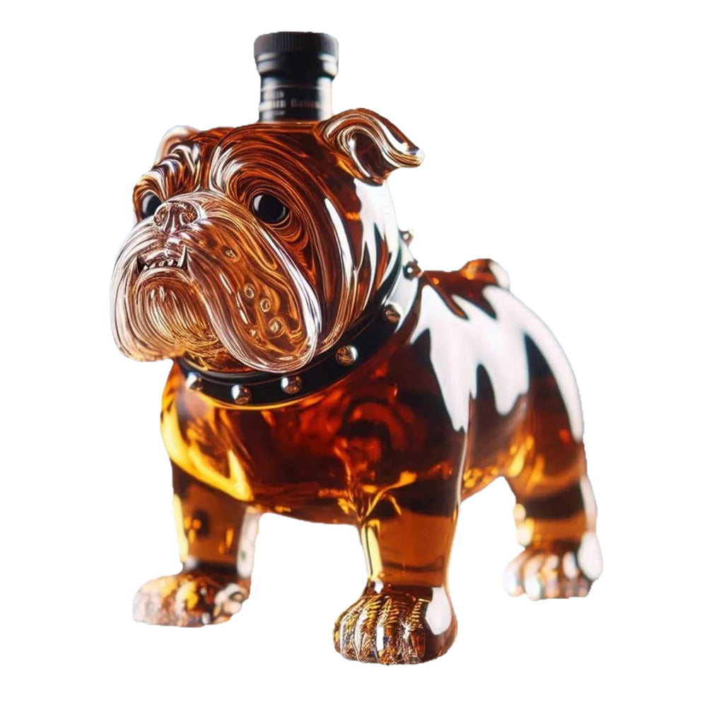 French Bulldog Whiskey Bottle, Large Capacity Liquor Decanter, 5.91 inches, Glass Alcohol Container, Decorative Collectible Design, Ideal for Restaurants, Shelves, Home Display