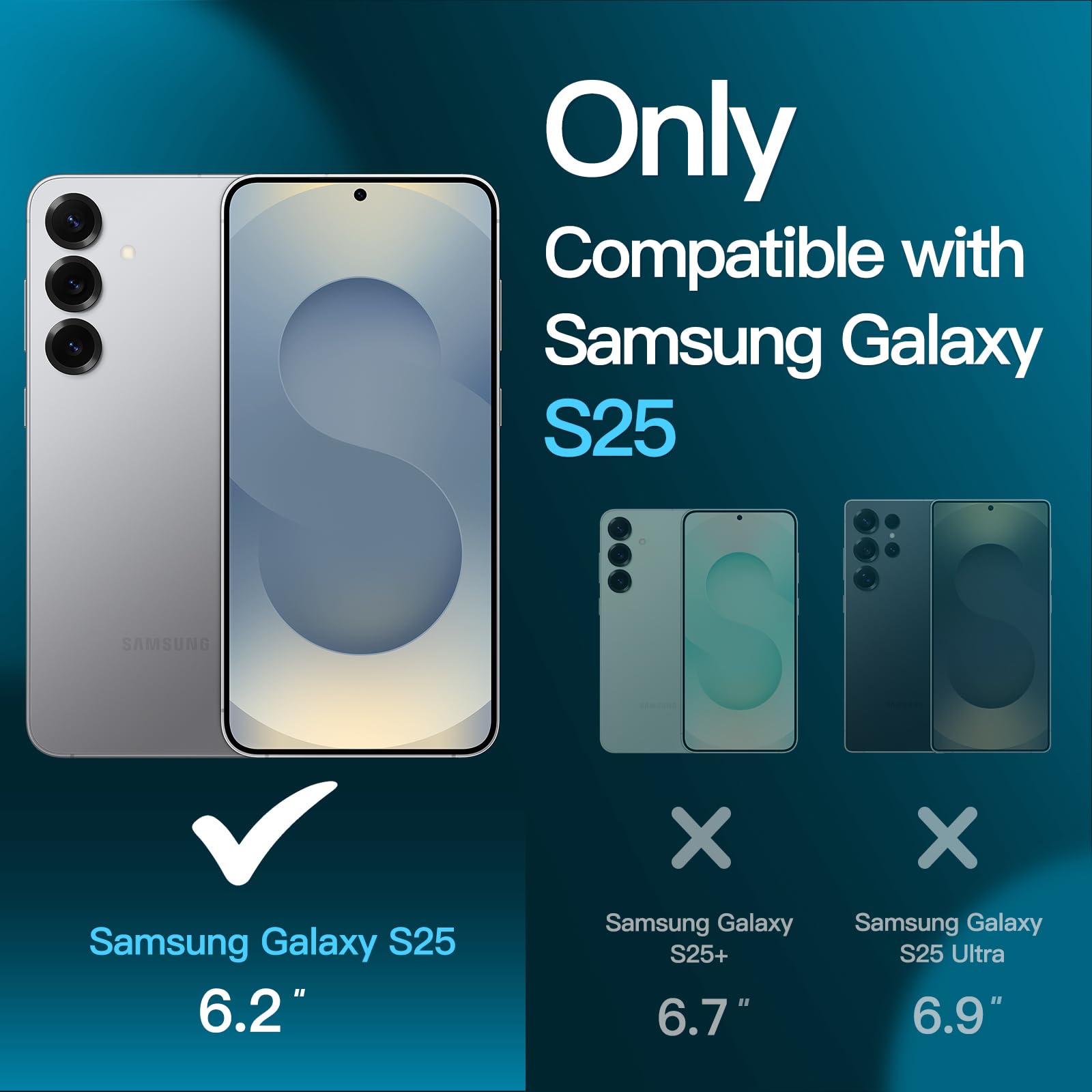 JETech Skärmskydd för Samsung Galaxy S25 5G, Härdat Glasfilm, Fingeravtryck ID Kompatibel, HD Klar, 3-Paket