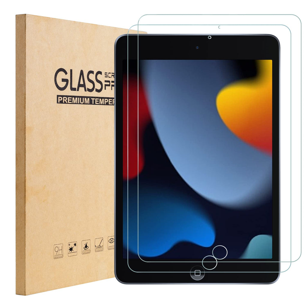 TopEsct 2-pack skärmskydd för iPad 10,2 tum, härdat glasfilm för Apple iPad 2021 2020 2019 (9:e / 8:e generationen), 9H hårdhet, ultraklar, anti-repor, för iPad 7/iPad 8/iPad 9
