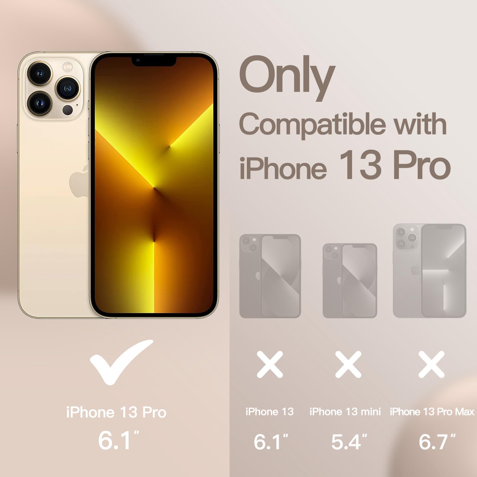 JETech Silikonskal för iPhone 13 Pro 6,1 Tum, Silkes Mjuk Beröring Full Kropp Skyddande Telefon Case, Stötsäkert Cover med Mikrofiber Foder (Beige)