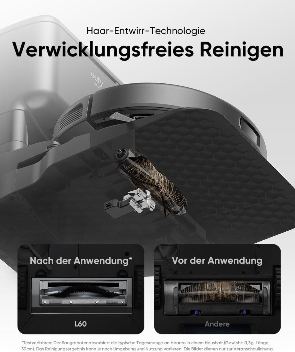 eufy L60 robotdammsugare med sugstation, ultrastark 5 000 Pa sugkraft, anti-hårtrassel, sugstation 60 dagar utan tömning, iPath-lasernavigering (renoverad)
