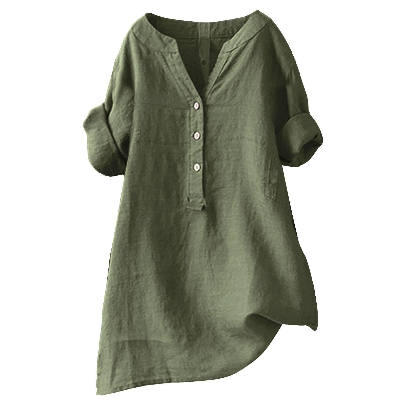 Tunika damer sommar linneblus damer oversize stora storlekar långärmad lång skjorta oversize vintage skjorta blus v-ringad långärmad tröja tunika blus sweatshirt festliga toppar