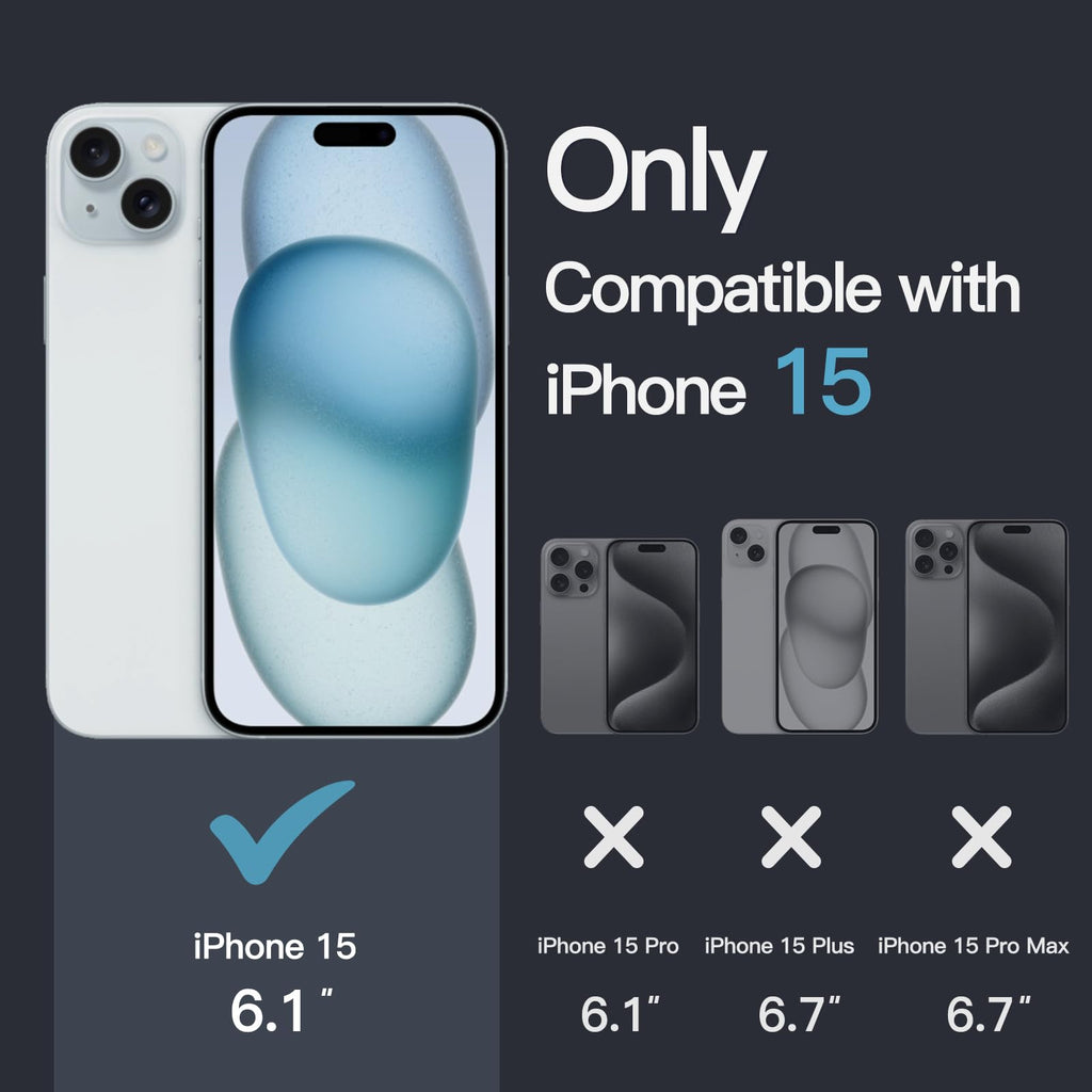 JETech Magnetisk Skal för iPhone 15 6,1-Tums för MagSafe Trådlös Laddning, Stötskyddad Telefon Bumper Case, Repfri Klar Tillbaka (Klar)
