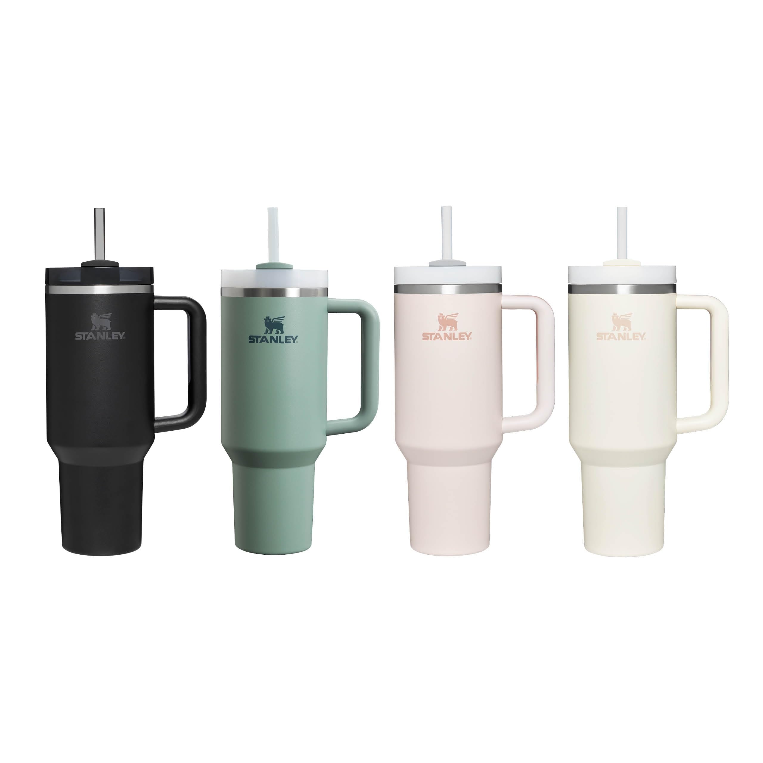 Stanley 1913 Quencher H2.0 Flowstate Tumbler 1.2L - Kallt I 11 Timmar - Iced I 48 Timmar - Kopp Med Halm, Handtag Och Lock - Diskmaskin Säker - Resemugg För Kall Dryck - Black Tonal