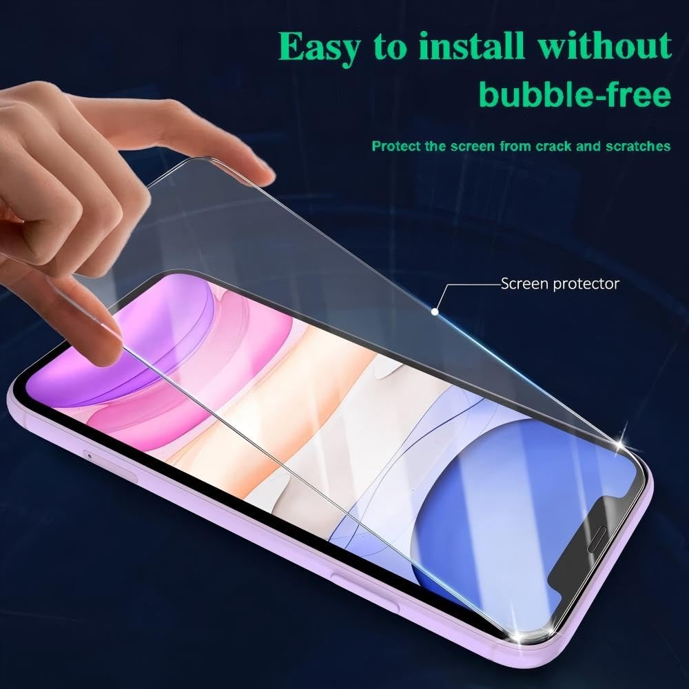 3-delat härdat glas för iPhone 11, iPhone XR skärmskydd skärmskydd av glas ultra starkt anti-repor bubbelfri hårdhet 9H High Definition Glass 6,1 tum HD Ultra Transparent