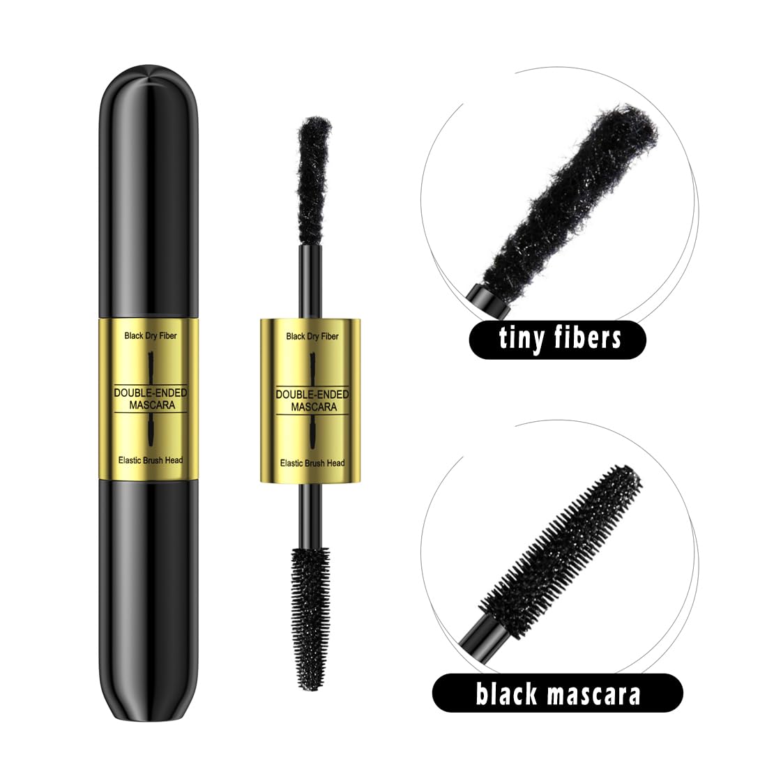 Med fiberförlängning mascara med två ändar fibermascara med falska ögonfransar effekt, build Up Fiber Deep Black