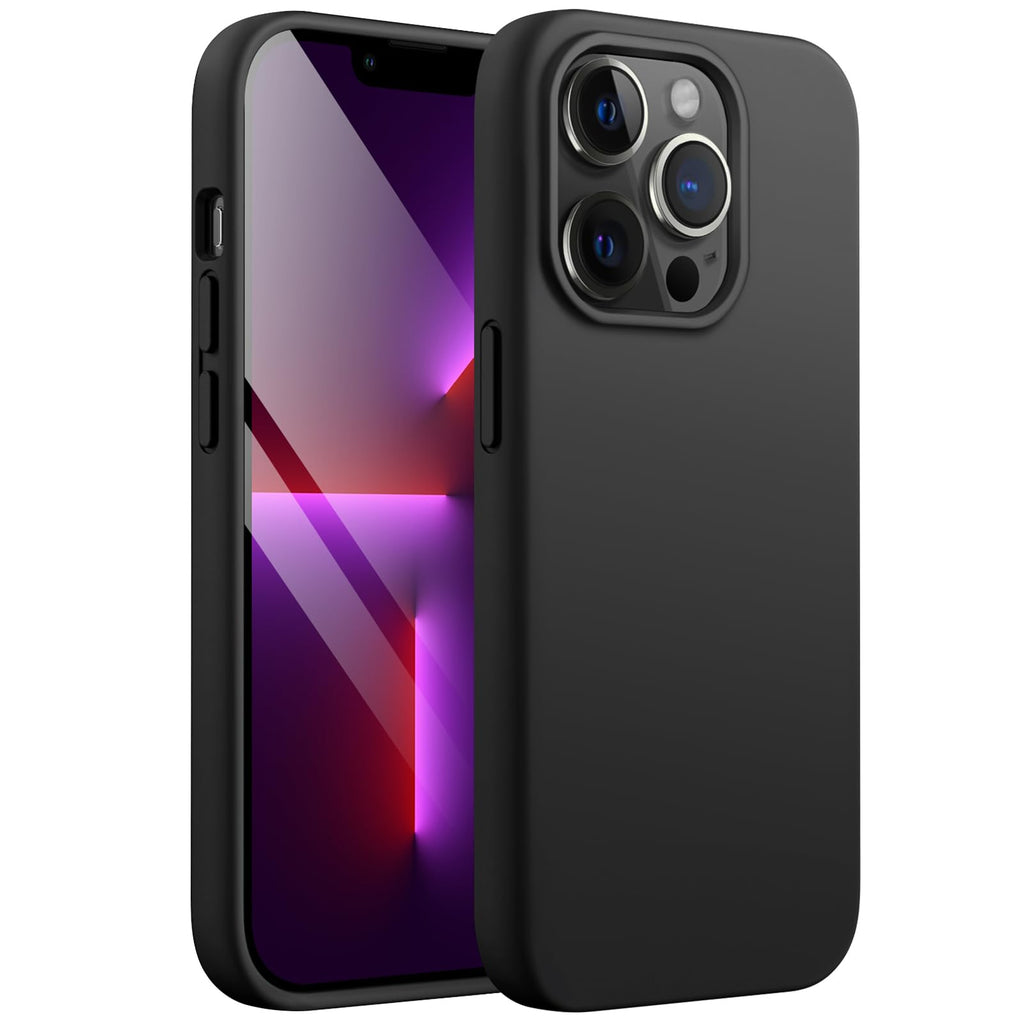JETech Silikonskal för iPhone 13 Pro Max 6,7-Tums, Silky Soft Touch Skal med Hela Kroppen, Stötsäker Skal med Mikrofiberfoder (Svart)