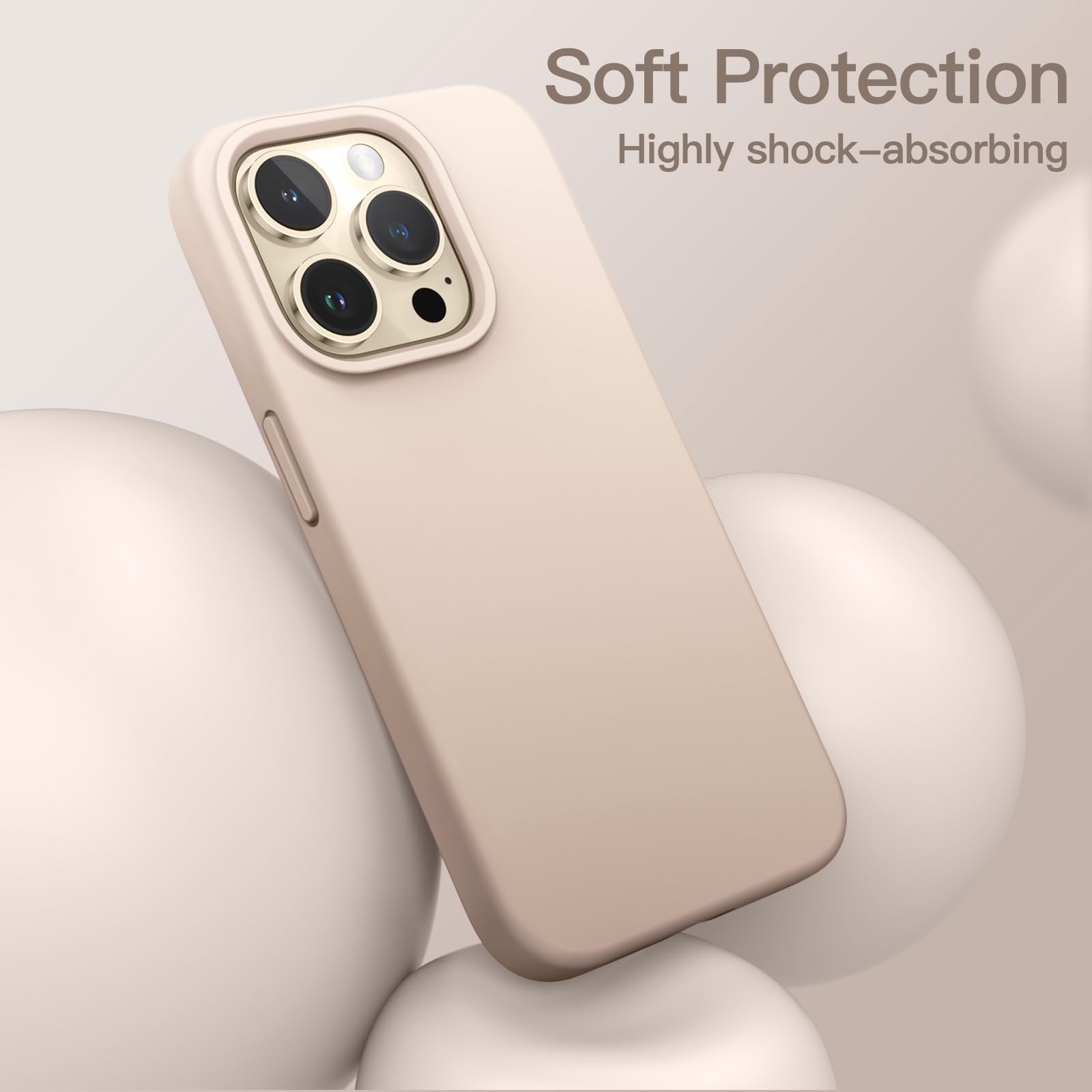JETech Silikonskal för iPhone 13 Pro 6,1 Tum, Silkes Mjuk Beröring Full Kropp Skyddande Telefon Case, Stötsäkert Cover med Mikrofiber Foder (Beige)