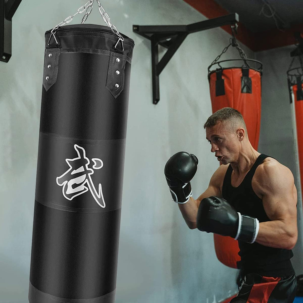 boxningssäck set tung plikt punching bags ofyllda, hängande punchingpåsar boxningsväska för vuxna barn, punkteringspåse med boxbandage takkrok kedja, för kickboxning kampsport muay thai MMA