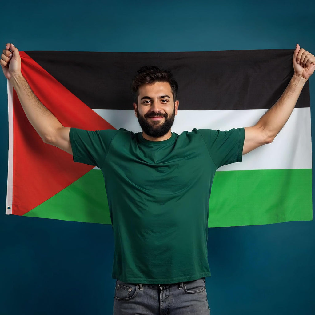 aricona flaggor – Palestinas flagga med 2 metallöljetter, väderbeständig – palestinsk flagga 90 x 150 cm, fyra färger