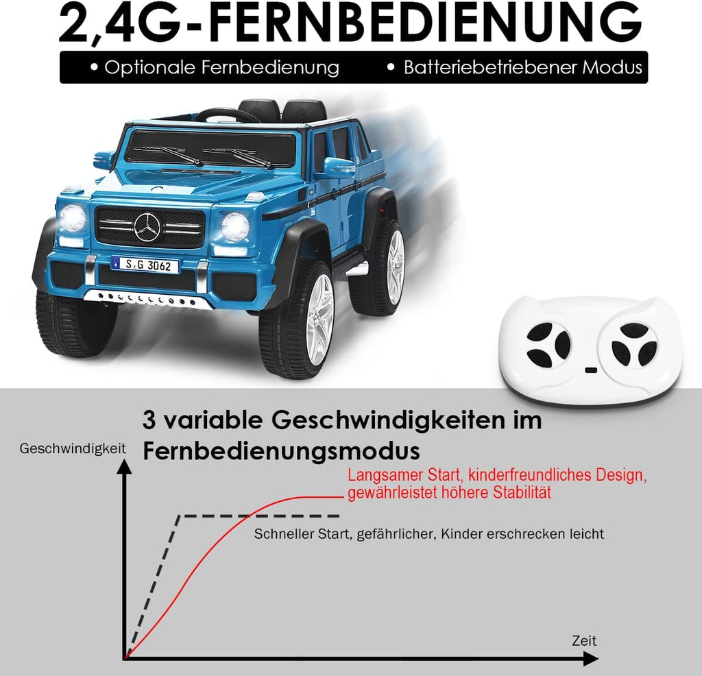 COSTWAY Elektrisk bil för barn, Mercedes-Benz Maybach, 12 V elektrisk barnbil med musik, tuta och LED-lampor, elektrisk bil 2,5–5,5 km/h, inkl. 2,4 G-fjärrkontroll, för barn från 3 år (blå)