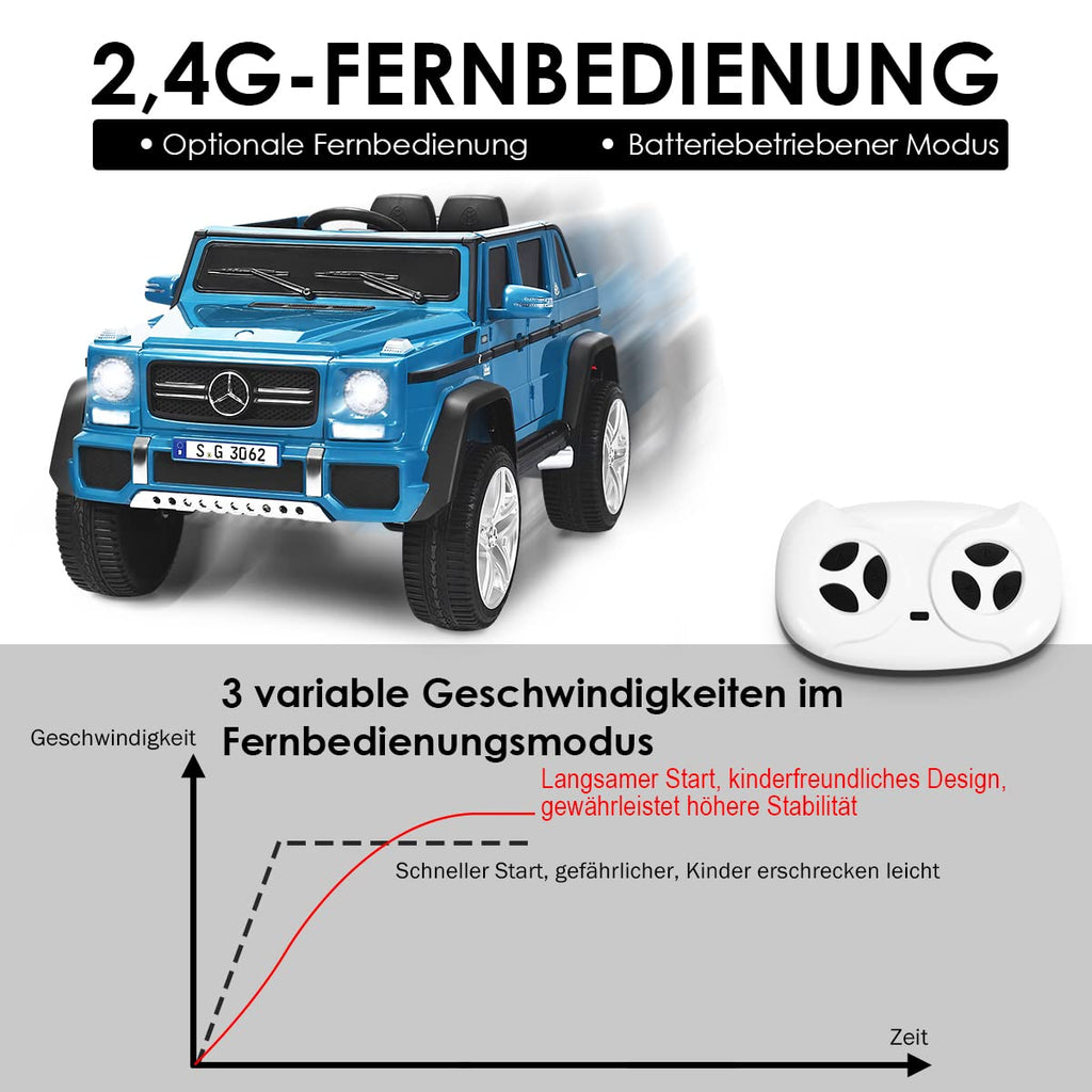 COSTWAY Elektrisk bil för barn, Mercedes-Benz Maybach, 12 V elektrisk barnbil med musik, tuta och LED-lampor, elektrisk bil 2,5–5,5 km/h, inkl. 2,4 G-fjärrkontroll, för barn från 3 år (blå)