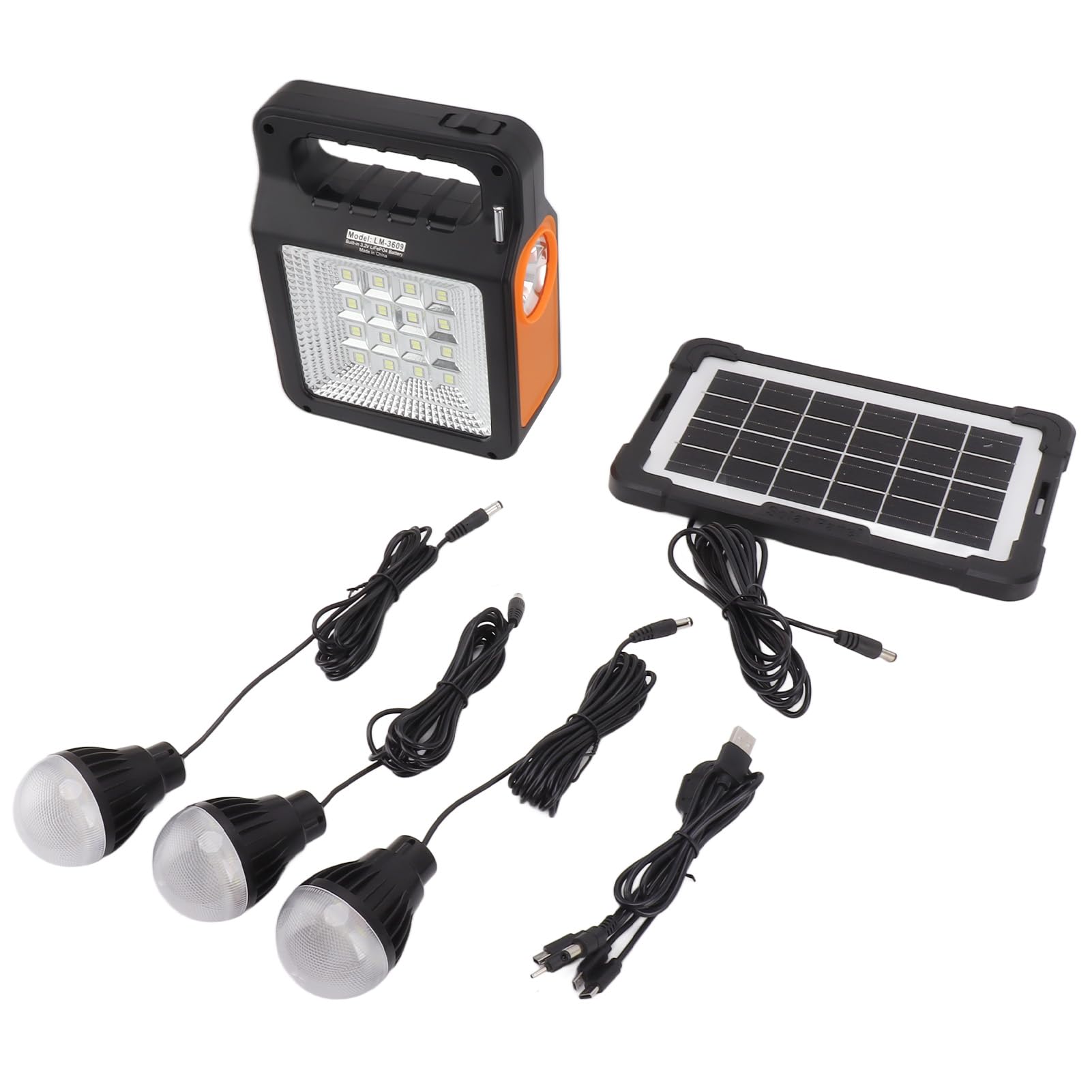 Asixxsix Solar Power Bank, 6000mAh Portable Solar Generator med 32 LED -panelljus 3 Glödlampor Strålkastare USB -laddning MP3 -radio, för Camping Resor Utomhusaktiviteter