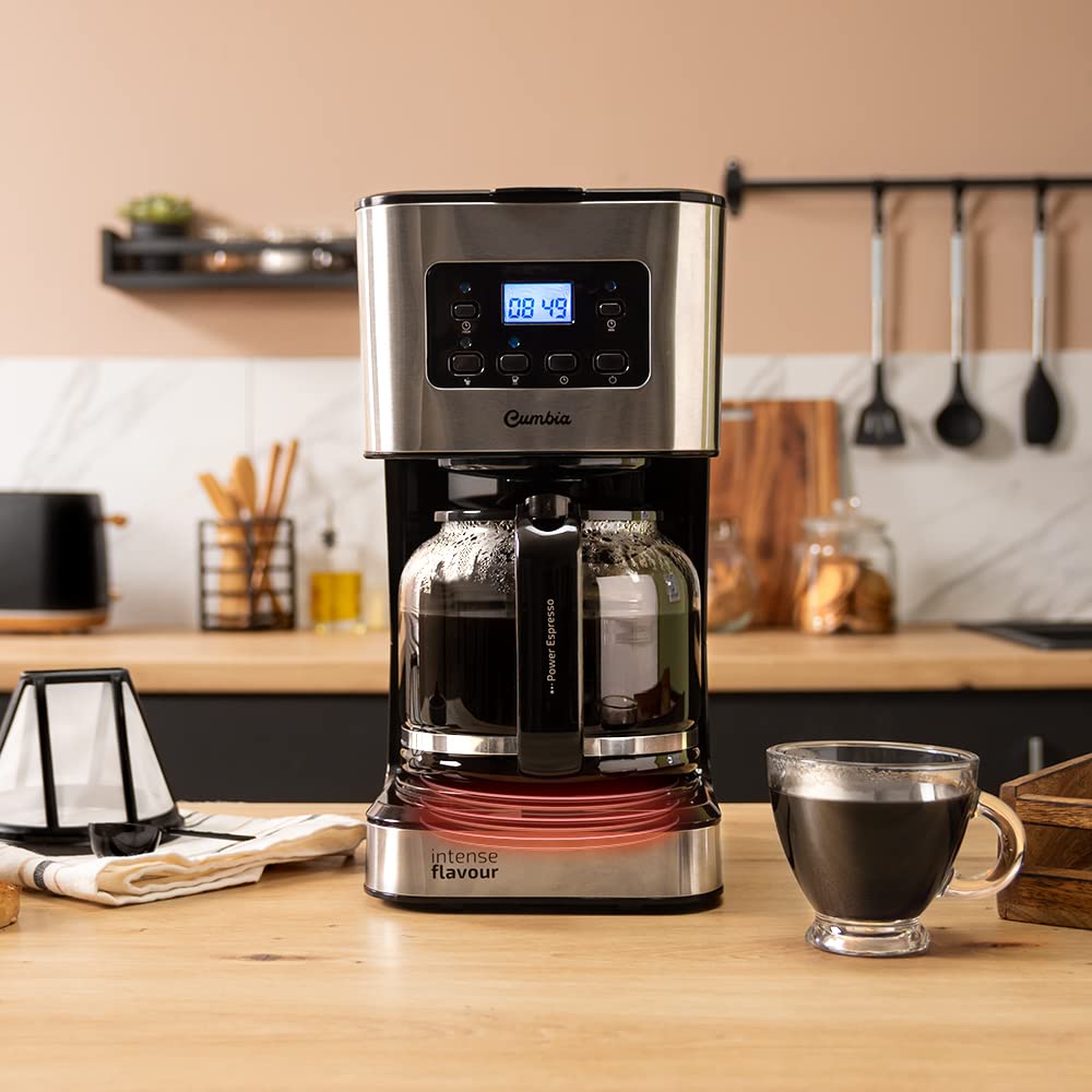 Cecotec Programmerbar droppkaffebryggare Coffee 66 Smart Plus. 980 W, kapacitet 12 koppar, ExtemAroma-teknik, autoClean-funktion, rostfritt ståldesign, LCD-skärm, 1,5 l kapacitet