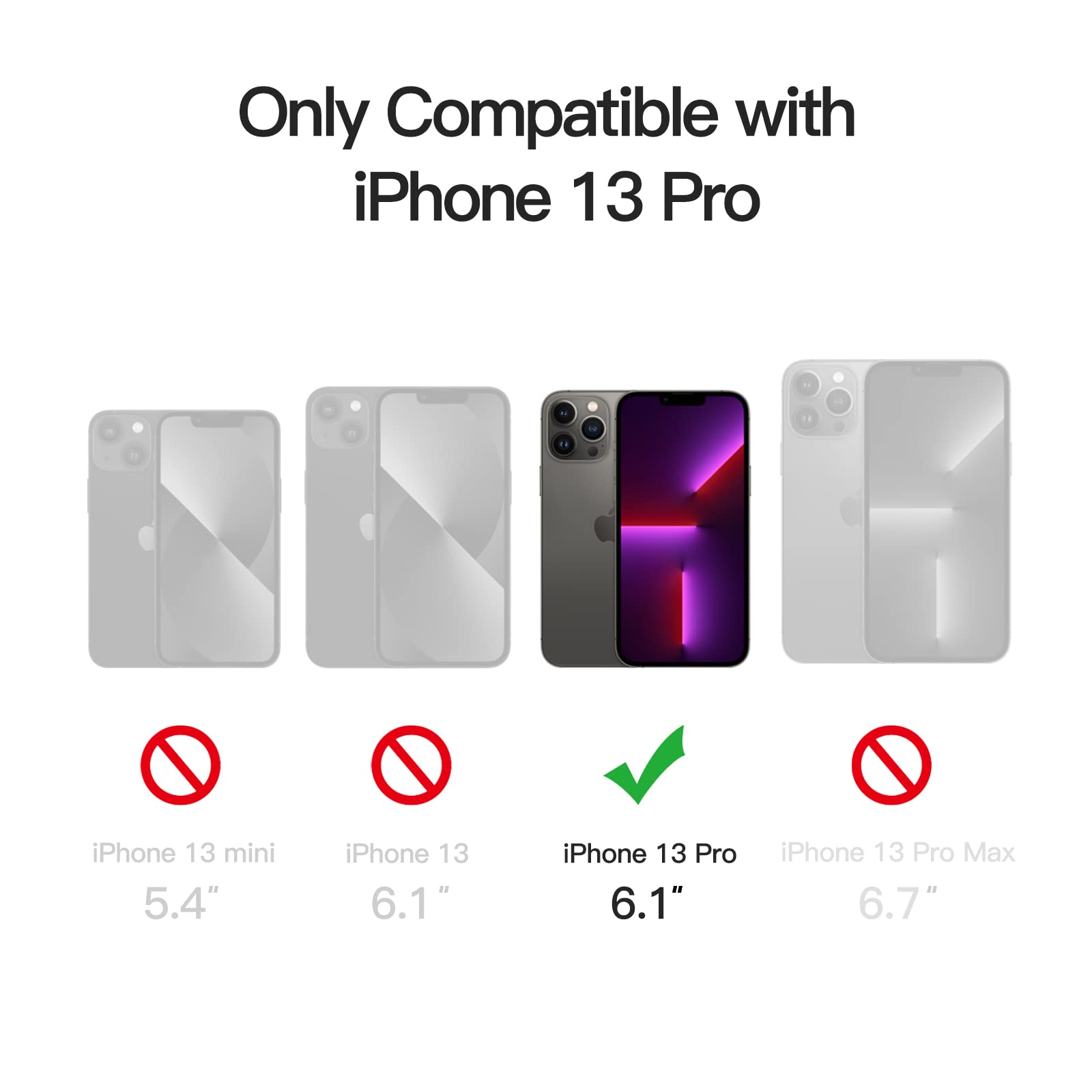 JETech Magnetisk Skal för iPhone 13 Pro 6,1 Tums Kompatibelt med MagSafe, Genomlysande Matte Tillbaka med Full Kameralinsskydd Smal Stötsäker Case (Svart)