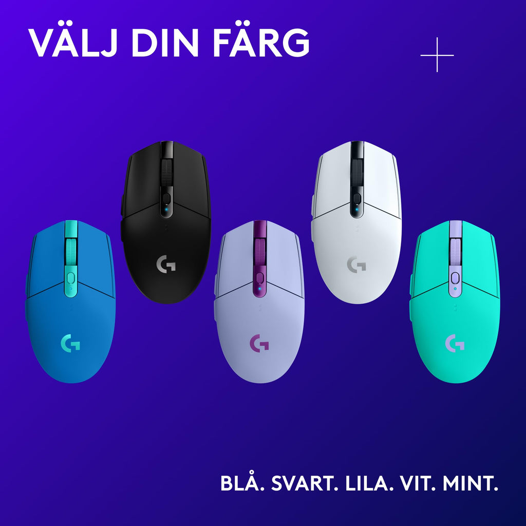 Logitech G305 LIGHTSPEED trådlös spelmus, HERO-sensor, 12 000 DPI, lätt, 6 programmerbara knappar, 250 timmars batteri, inbyggt minne, kompatibel med PC, Mac - Svart