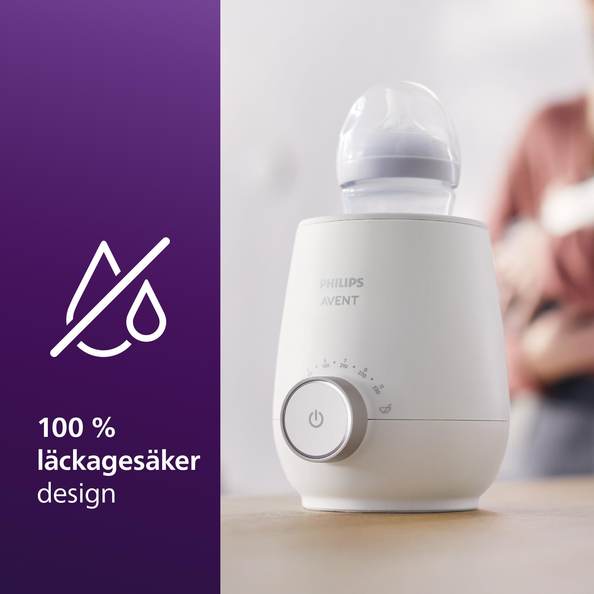 Philips Avent Premium snabb flaskvärmare, smart temperaturkontroll, jämn uppvärmning utan heta punkter, vattenbadsteknik enligt sjukhusstandard, automatisk avstängning och skonsam upptining, SCF358/00