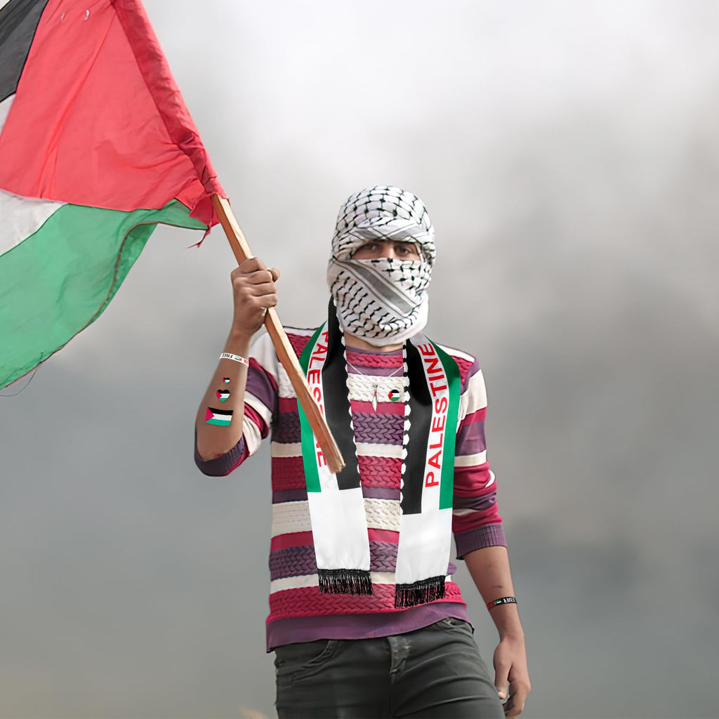 DPKOW Palestina Flagga Tillbehör - Armband, Halsband, Halsduk och Tatueringar för Nationellt Stöd