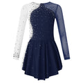 ranrann Klänning, barn, flicka, konståkning, långärmad, strass, glänsande trikåer, gymnastik, bodysuit, sport, dräkt, framträdande, 5–16 år