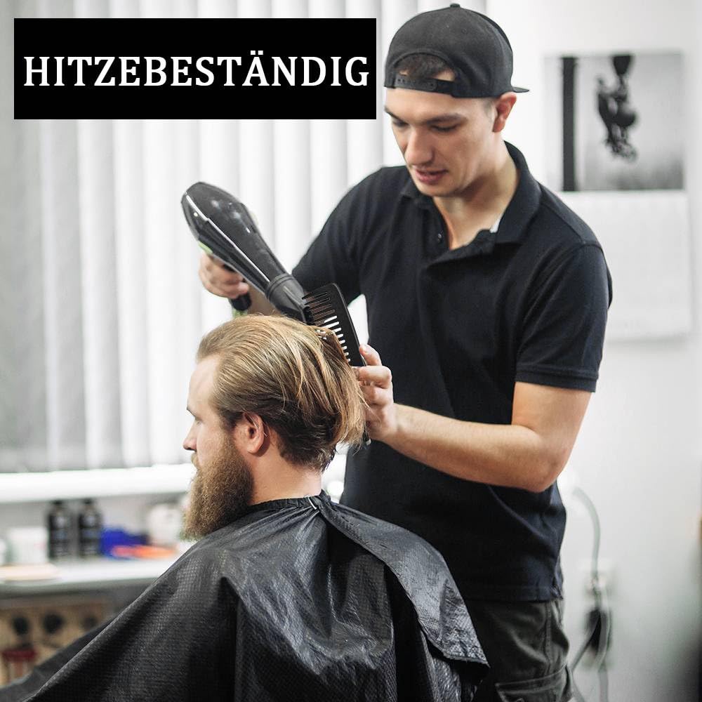 Bred tandkam, frisörkammar – slät, robust och antistatisk, lockkam för alla frisörarbeten och styling (svart)