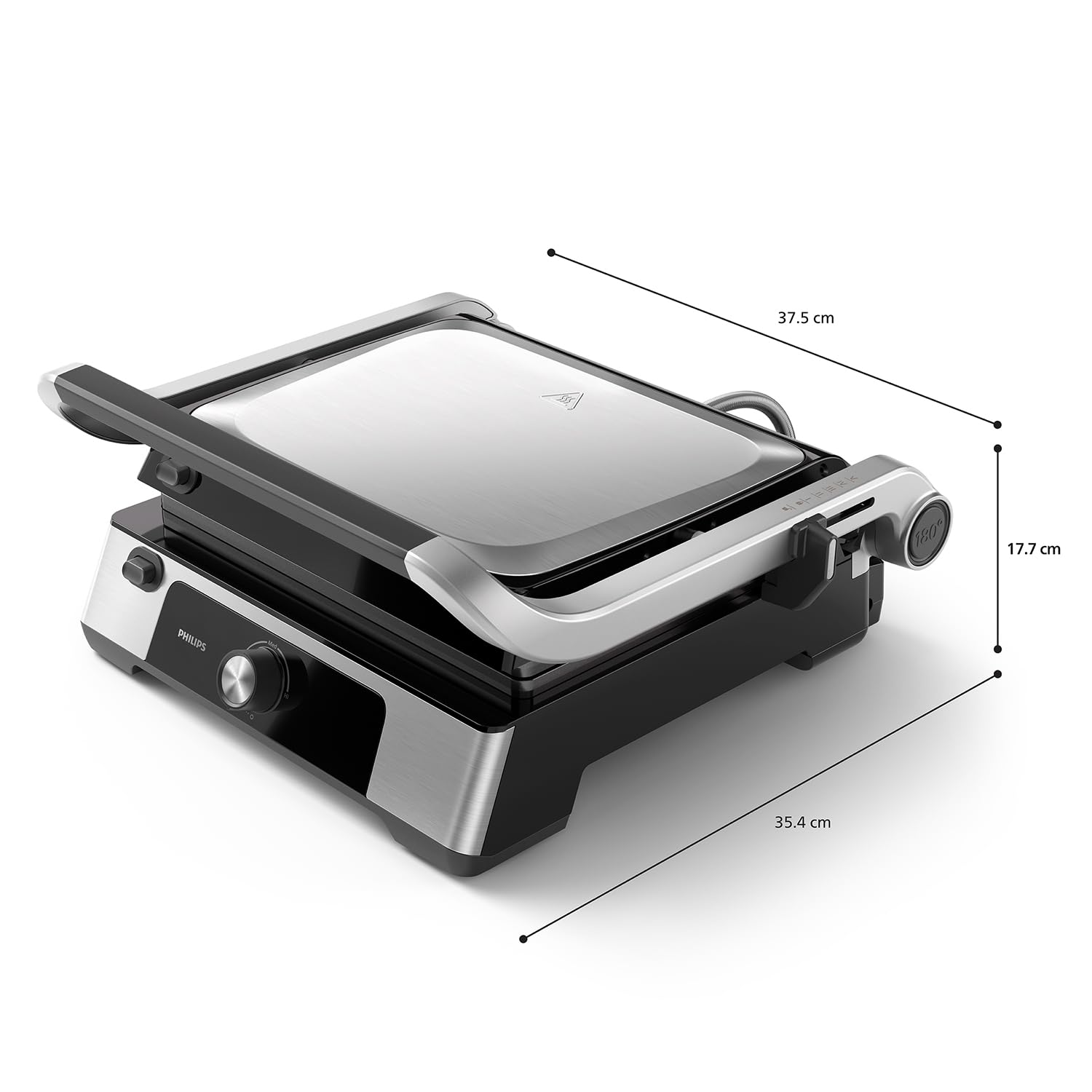 Philips kontaktgrill - Justerbar temperatur. Stor grillyta och hög effekt. Löstagbara non-stick-plattor och droppbricka. (HD6301/90)
