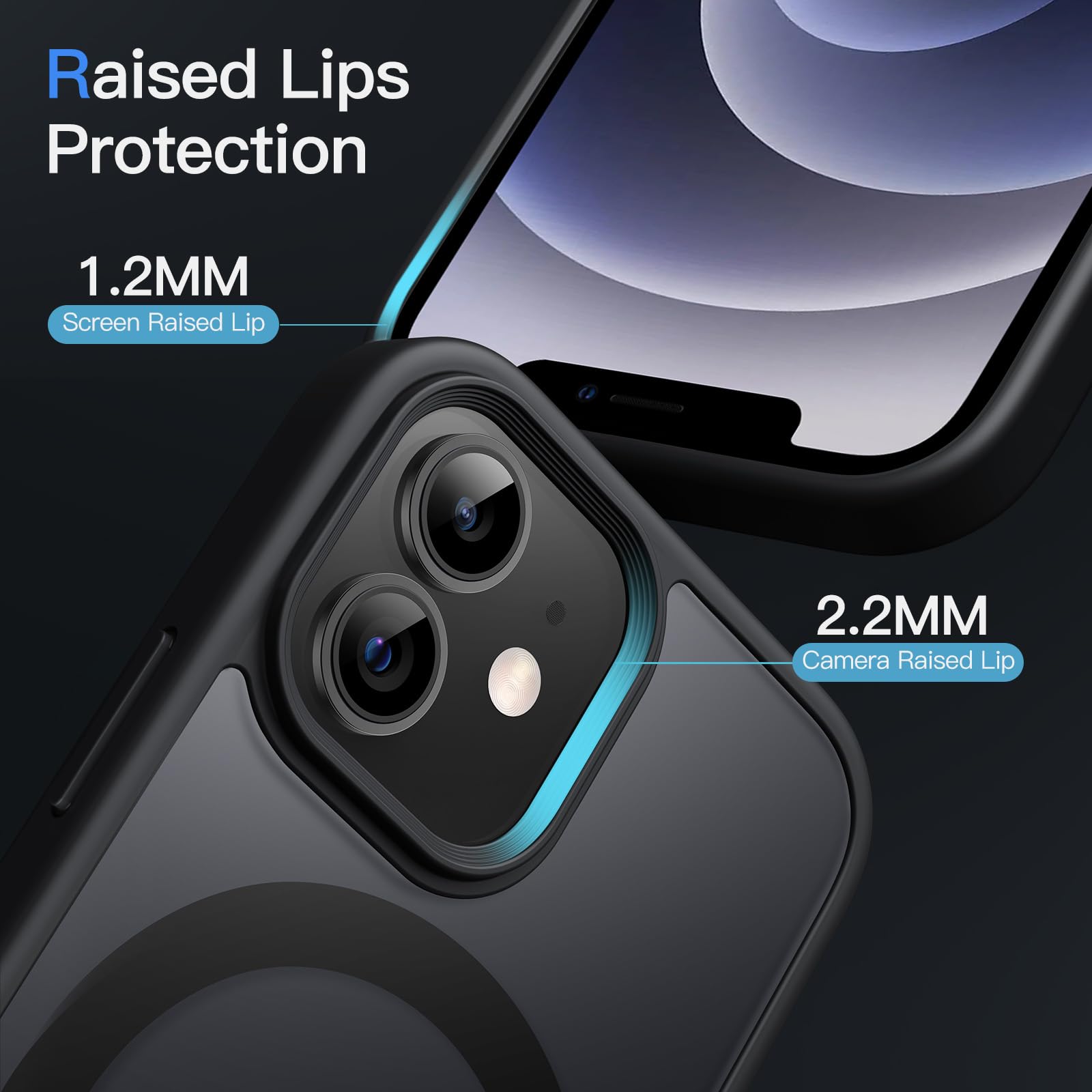 JETech Magnetisk Skal för iPhone 12/12 Pro 6,1 Tums Kompatibelt med MagSafe, Genomlysande Matte Tillbaka Smal Stötsäker Case (Svart)