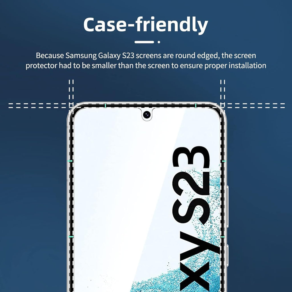NEW'C 3 Pack, skärmskydd i glas för Samsung Galaxy S23, bubbelfri, 9H hårdhet, 0,33 mm ultratransparent, ultrabeständigt härdat glas