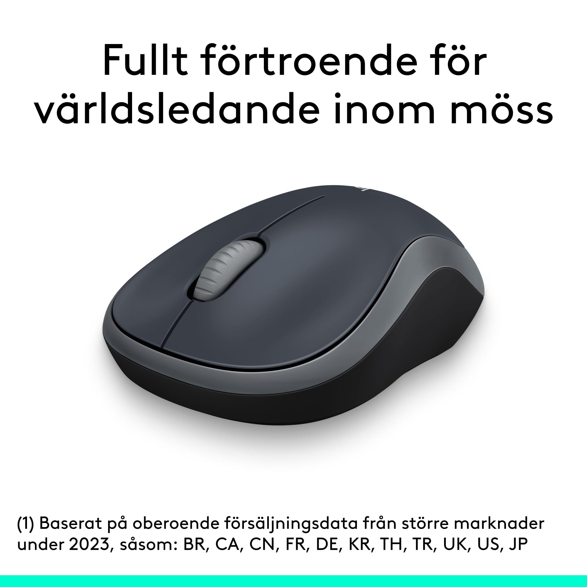 Logitech 910-002235 M185 trådlös mus USB för PC Windows, Mac och Linux, Grå,Svart