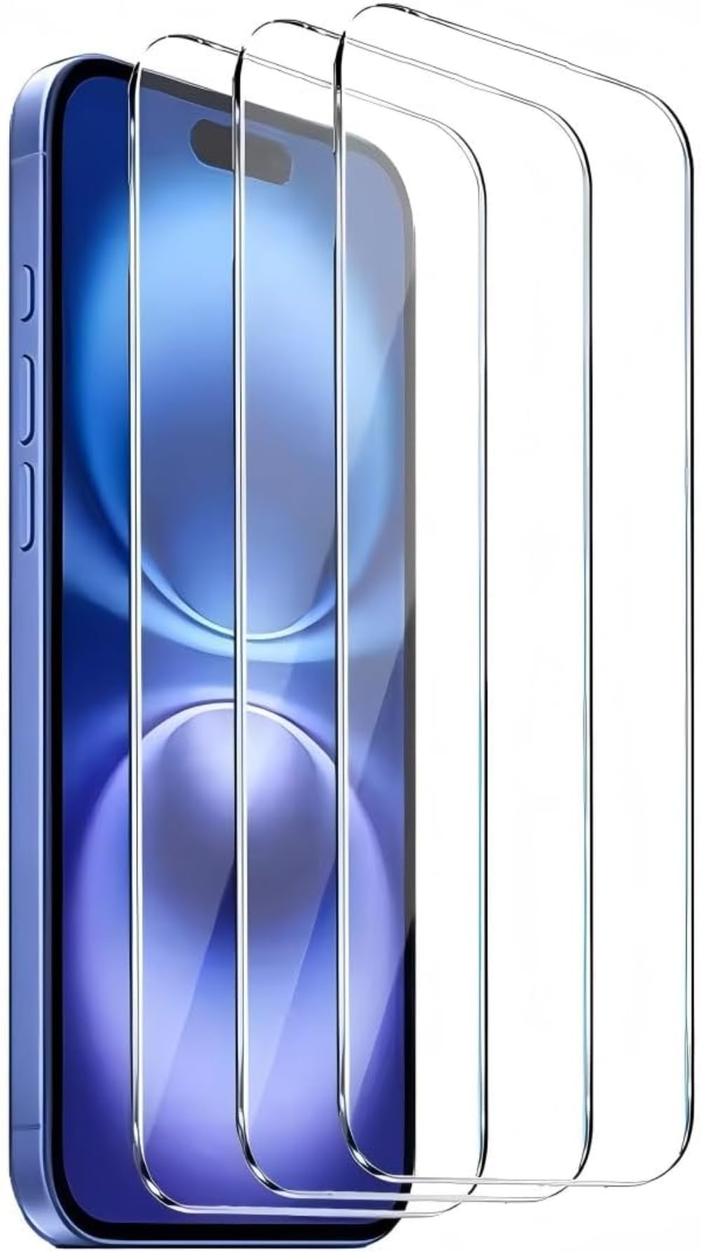 3-delat härdat glas för iPhone 16, iPhone 15, iPhone 15 Pro skärmskyddsfilm skärmskydd ultra starkt anti-repor bubbelfri hårdhet 9H glas 6,1 tum HD Ultra Transparent
