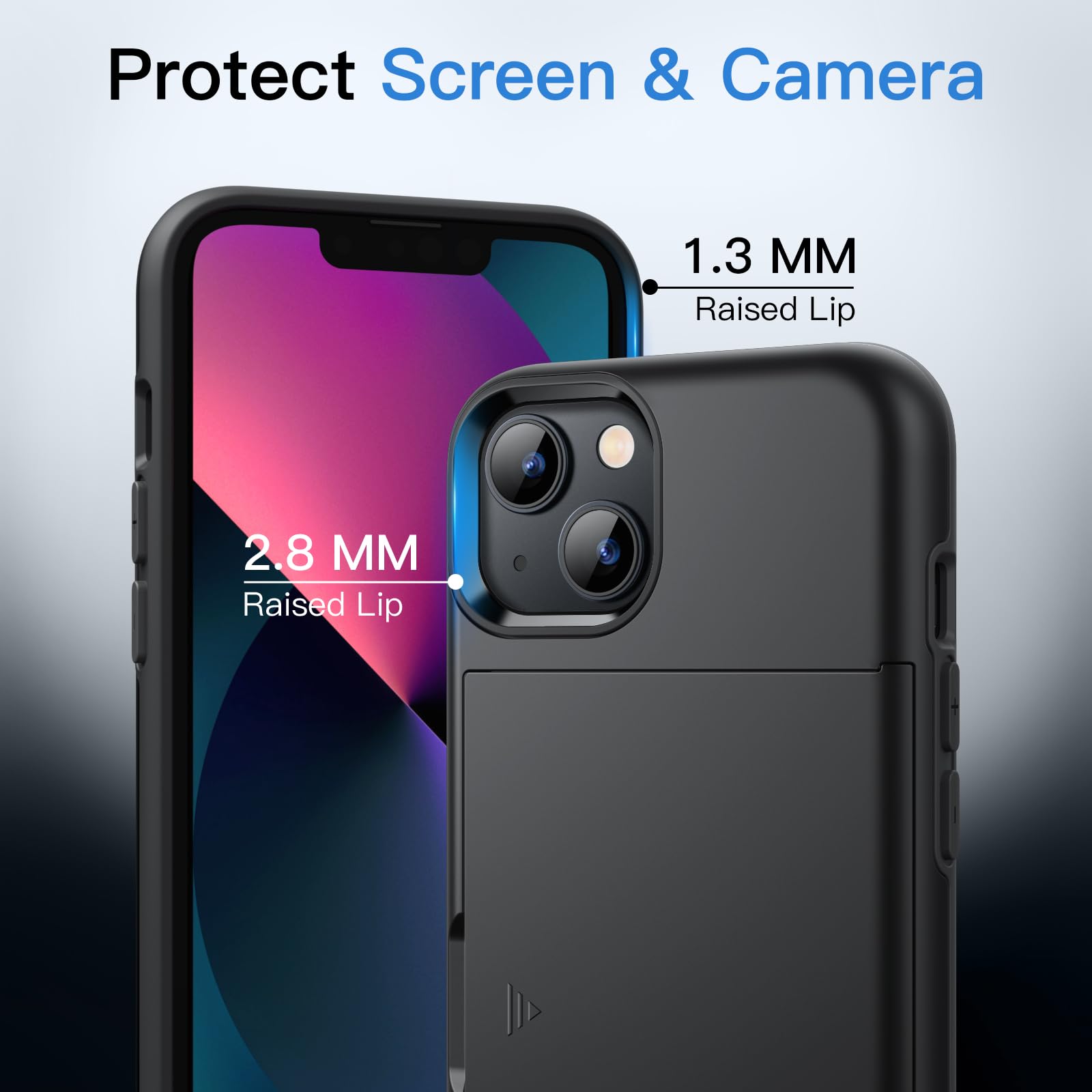 JETech Plånbok Skal för iPhone 13 6,1 Tum med Korthållare, Dual Layer Stötskyddad Skyddande Wallet Case with Card Holder, Glidande Dold Spår (Svart)