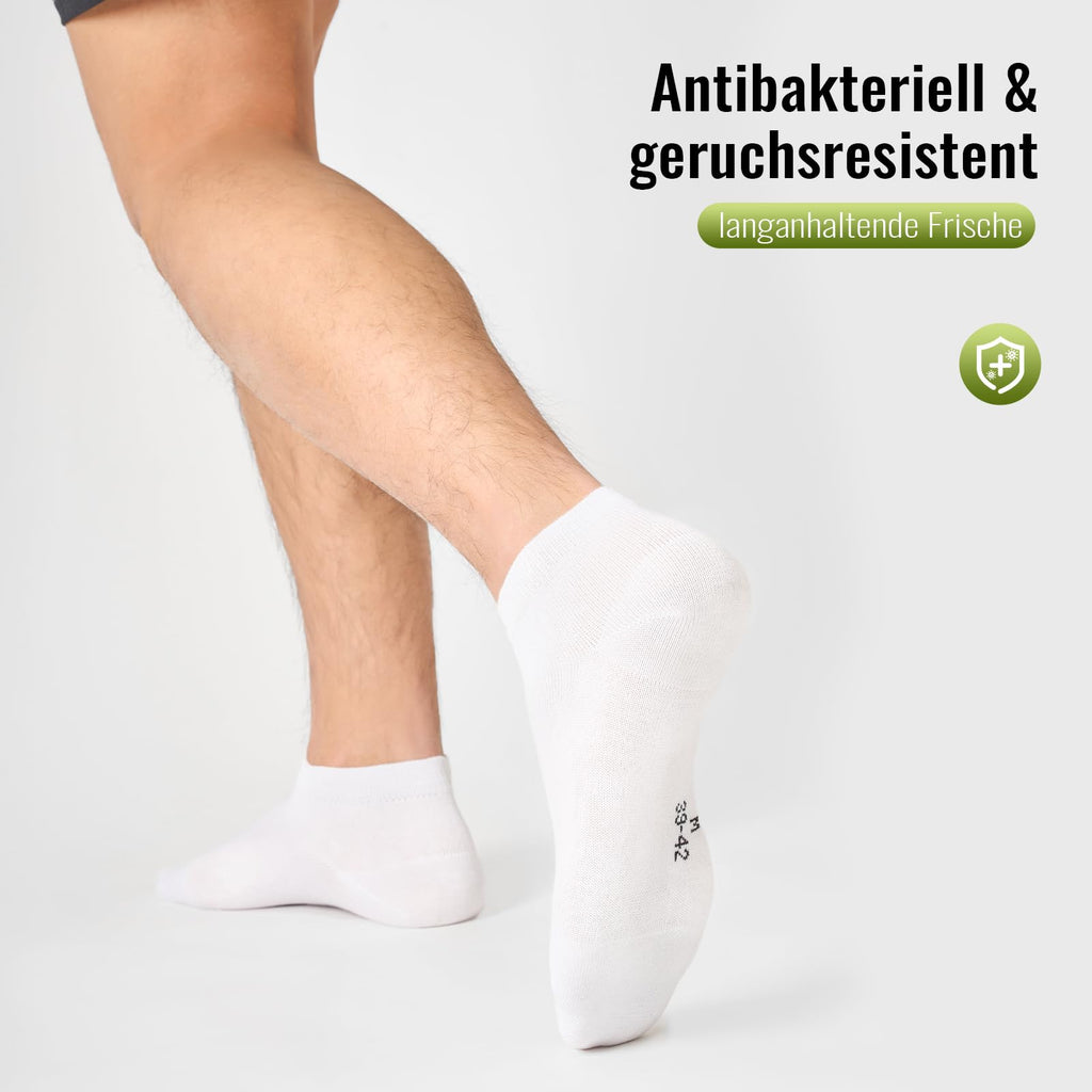 SukModen Bambu sneakers strumpor män kvinnor 43–46, 12 par luktfria korta mjuka sneakerstrumpor andas herrstrumpor svart vit grå