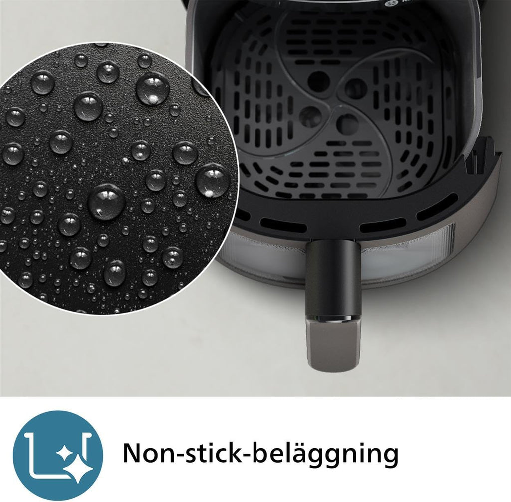 Philips Airfryer 2000 series 4,2 liter - 1500 W effekt, RapidAir-teknik, Digital pekskärm, 13 tillagningsalternativ, 9 förinställda funktioner, Upp till 90% mindre fett, Svart (NA229/00)