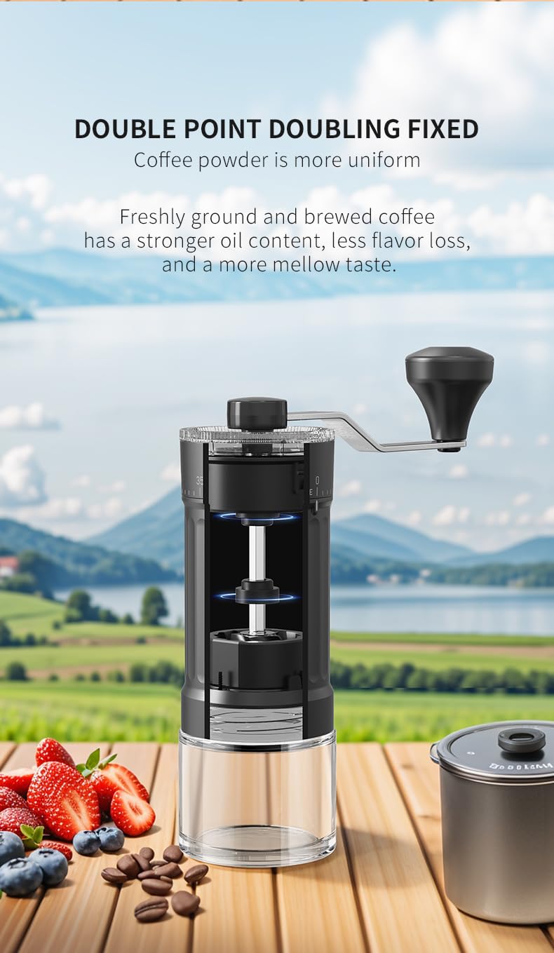 Extern justerbar manuell kaffekvarn med hög precision, modern konisk keramisk konkvarn i 40 steg, lämplig för aeropress, häll över och mokakannor.
