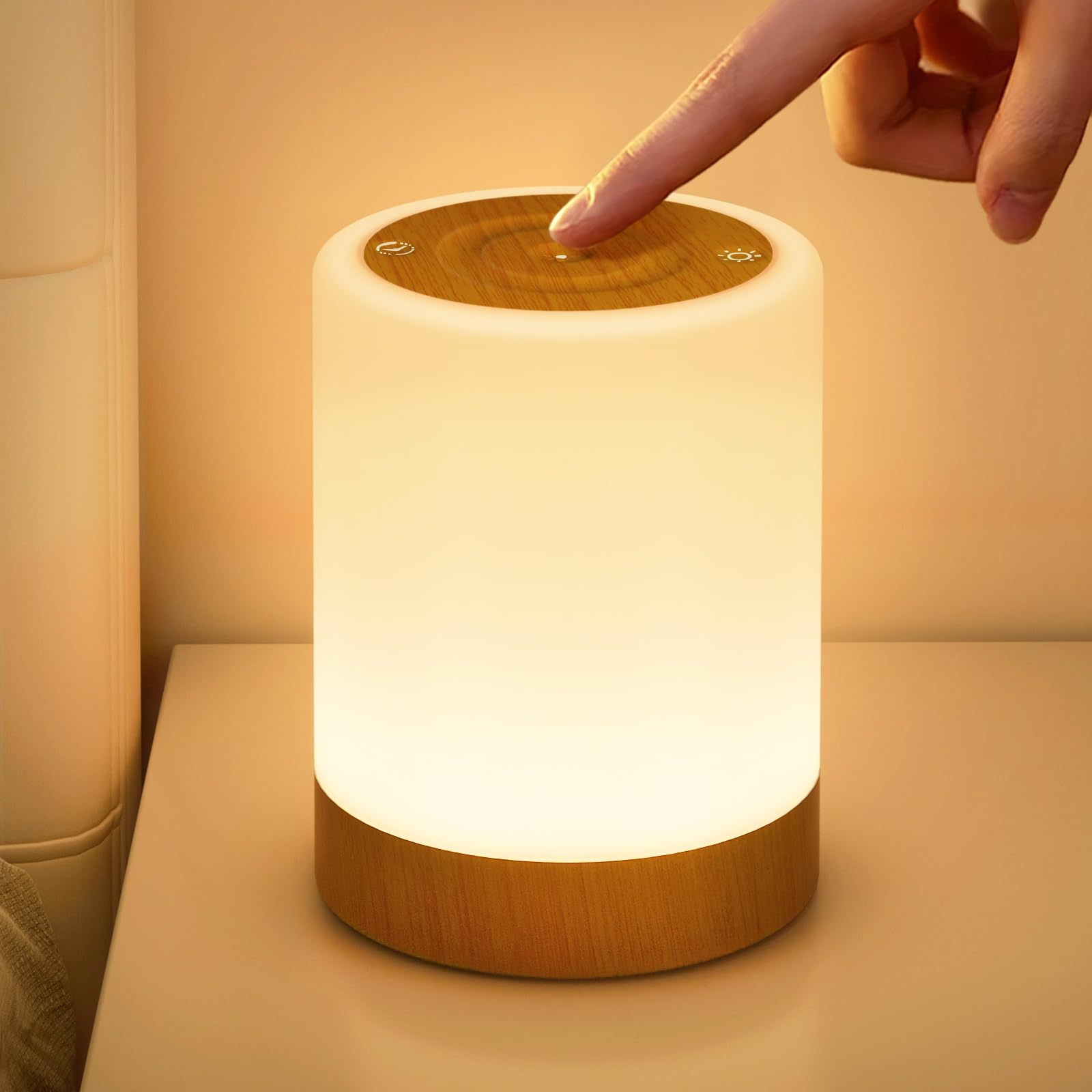 Touch LED-nattlampa, Dimbar Trådlös Uppladdningsbar Bordslampa med 5 Lägen och 256 RGB-färger, Nattlampa med Varmt Ljus Sänglampa Timerfunktion Stämningsljus Skrivbordslampor för Sovrum
