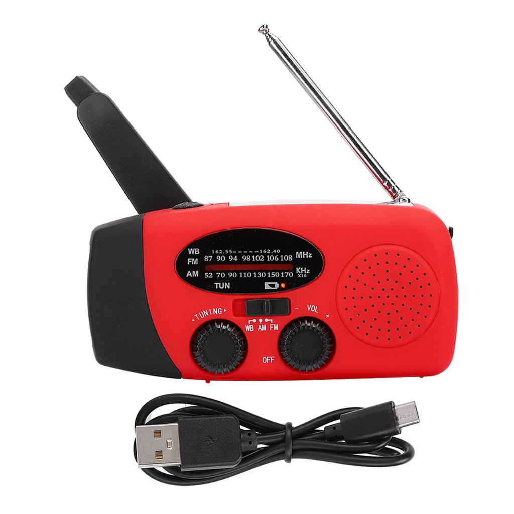 Emergency Solar Hand Crank Radio med AM, FM, NOAA Weather Alert, 1200mAh Power Bank, LED -ficklampa och Telefonladdare, Bärbar överlevnadsutrustning för Utomhuscamping