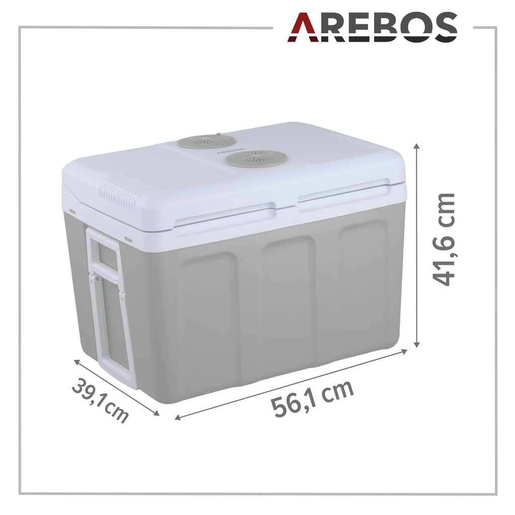 Arebos 40 liters kylbox | för kylning och varmhållning | minikylskåp | mobilt kylskåp med ECO-läge | 12/230 V för bil & uttag | elektrisk kylbox | kylväska | isolerad väska | antracit [energiklass E]