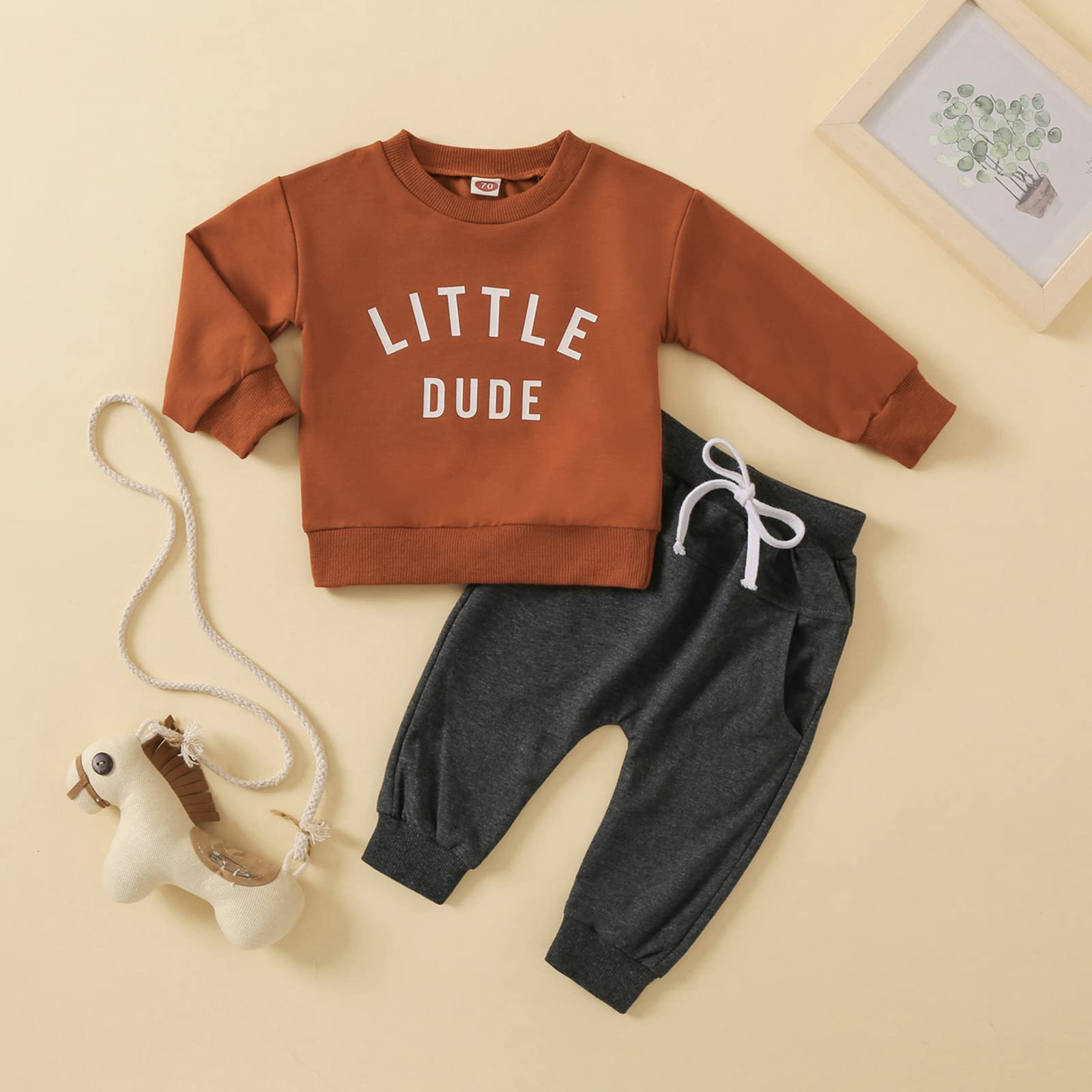 Baby Boy kläder set småbarn kläder set brev tryck tröja tröja byxor kläder baby träningsoverall långärmad T-shirt och byxor små barn