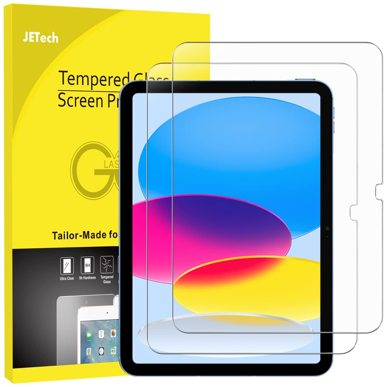 JETech Skärmskydd för iPad (A16) 11:e/10:e Generationen (2025/2022), Härdat Glas Film, HD Klar, 2-Pack