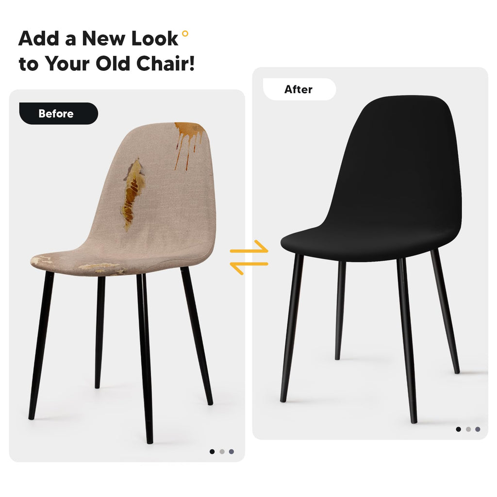 Stolsöverdrag 6 Stycken Stretch Spandex Matstolsöverdrag Skal Matstolsskydd Modern Matstolar Överdrag Avtagbart Tvättbart Stolsskydd för Matsal Kök Hotell Bankett (Svart, 6 Stycken)-KC