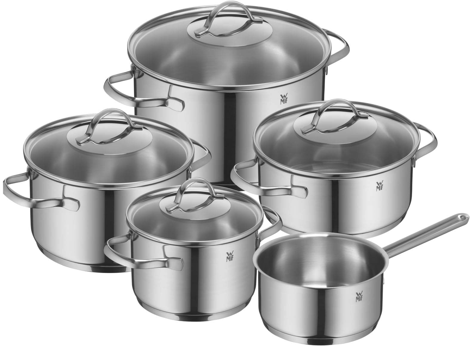 WMF Provence Plus Kastrullset 0721056380 | 5 Delar | Inkl Glaslock | Värmebeständig 250 Grader | Diskmaskinssäker | Transtherm-Universalbas | Induktion
