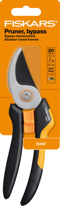 Fiskars Sekatör med sidoskär M, Solid, P321, För färska grenar och kvistar, Non stick-beläggning, Med blad av rostfritt stål, Längd: 20,1 cm, Svart/Orange, 1057162