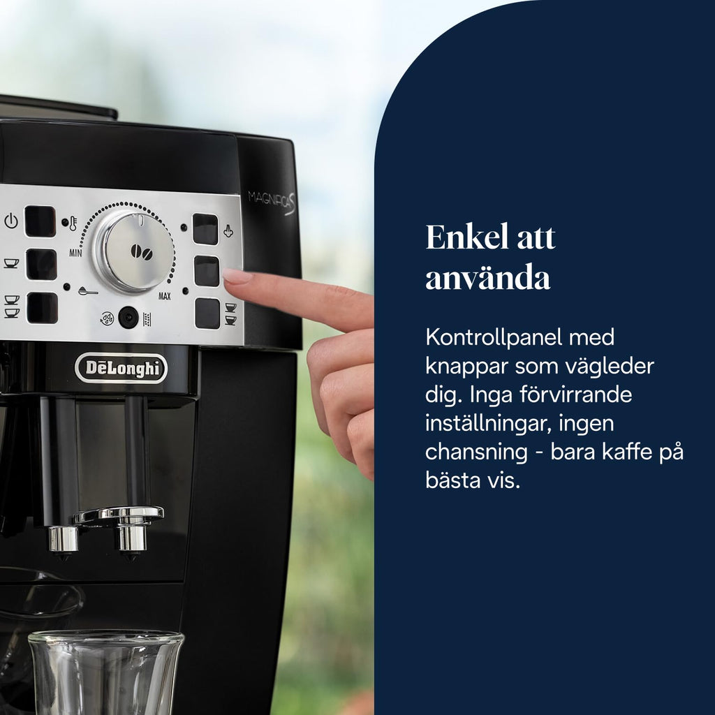 De'Longhi Magnifica S, Automatisk Kaffemaskin från Böna till Kopp, Espresso- och Cappuccinomaskin, ECAM22.110.B, Svart