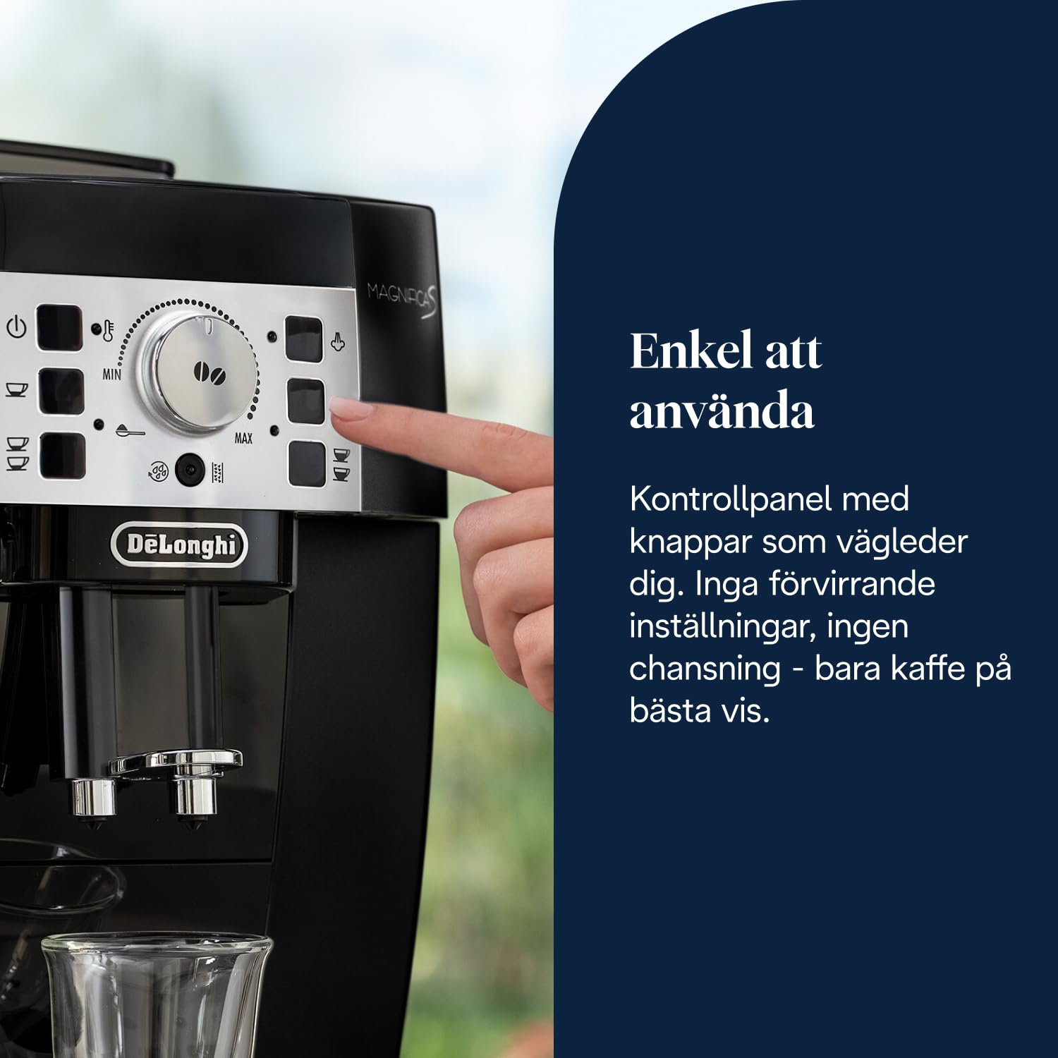 De'Longhi Magnifica S, Automatisk Kaffemaskin från Böna till Kopp, Espresso- och Cappuccinomaskin, ECAM22.110.B, Svart