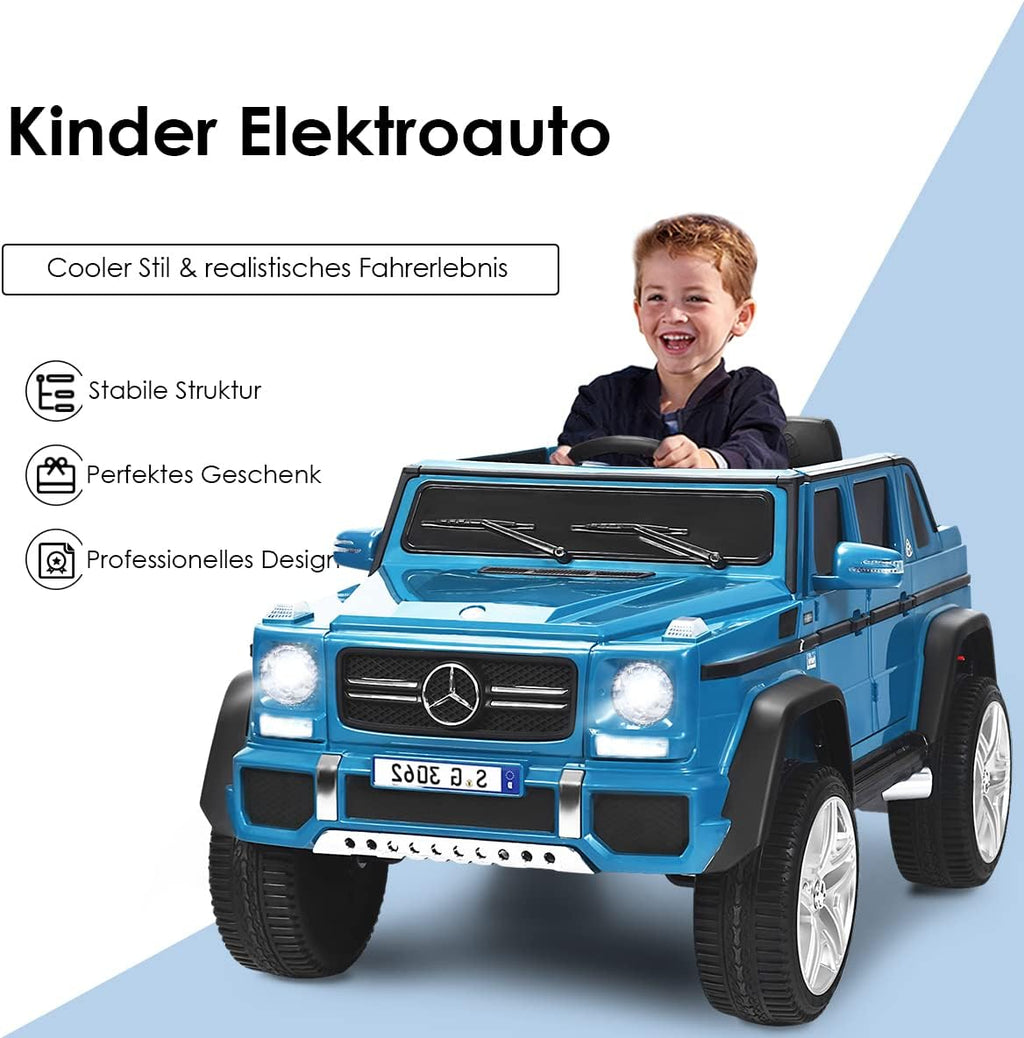 COSTWAY Elektrisk bil för barn, Mercedes-Benz Maybach, 12 V elektrisk barnbil med musik, tuta och LED-lampor, elektrisk bil 2,5–5,5 km/h, inkl. 2,4 G-fjärrkontroll, för barn från 3 år (blå)