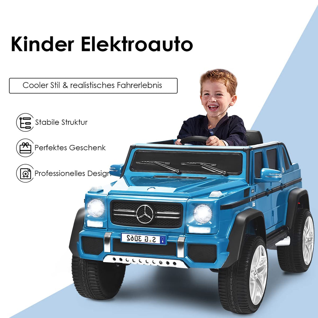 COSTWAY Elektrisk bil för barn, Mercedes-Benz Maybach, 12 V elektrisk barnbil med musik, tuta och LED-lampor, elektrisk bil 2,5–5,5 km/h, inkl. 2,4 G-fjärrkontroll, för barn från 3 år (blå)