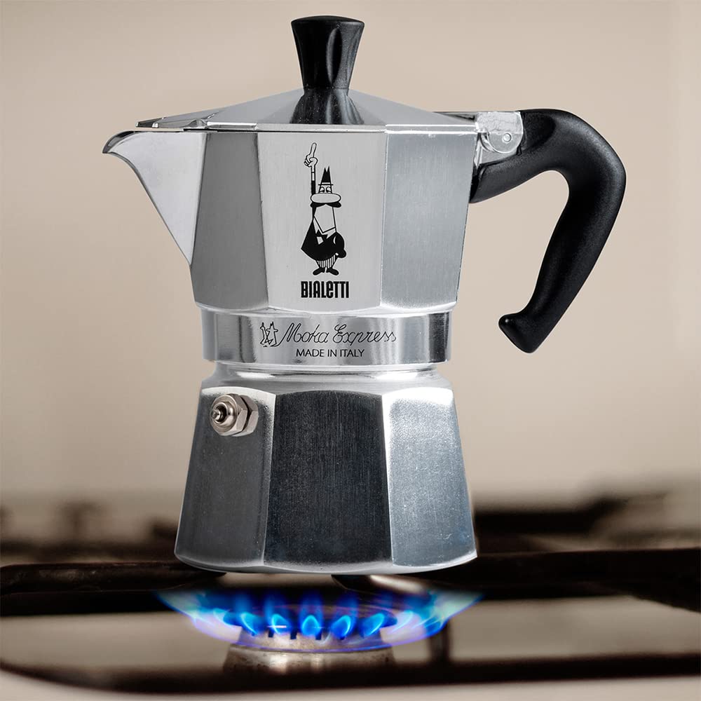 Bialetti – Moka Express: Klassisk Espressobryggare För Spishäll, Kokar Riktigt Italienskt Kaffe, Kaffebryggare Moka 6 Koppar (270 Ml), Aluminium, Silver