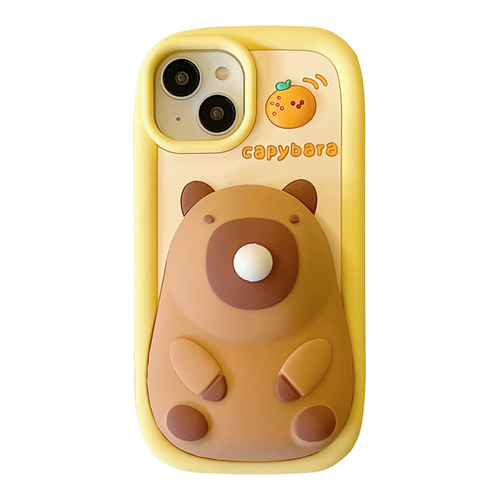 Skyddsfodral för iPhone 13, sött 3D-kawaii-mobiltelefonskal med roliga Capybara-bubblor, tecknat fodral med nyckelring, av mjuk silikongel, med fallskydd, för kvinnor och flickor